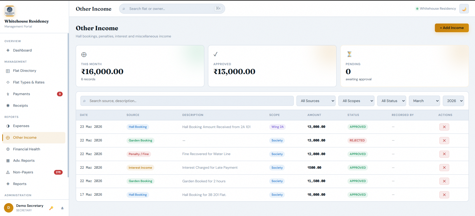 Other Income Tracking